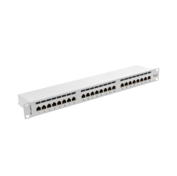 LANBERG Patch Panel 24 Port 1U Kat.6 szary ekranowany 
