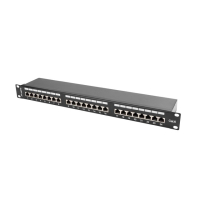 LANBERG Patch Panel 24 Port 1U Kat.6 czarny ekranowany 