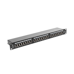 LANBERG Patch Panel 24 Port 1U Kat.6 czarny ekranowany 