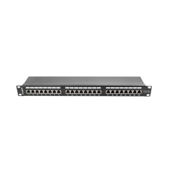 LANBERG Patch Panel 24 Port 1U Kat.5E czarny ekranowany 
