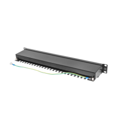 LANBERG Patch Panel 24 Port 1U Kat.5E czarny ekranowany 