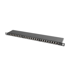 LANBERG Patch Panel 24 Port 0.5U Kat.5E czarny ekranowany 