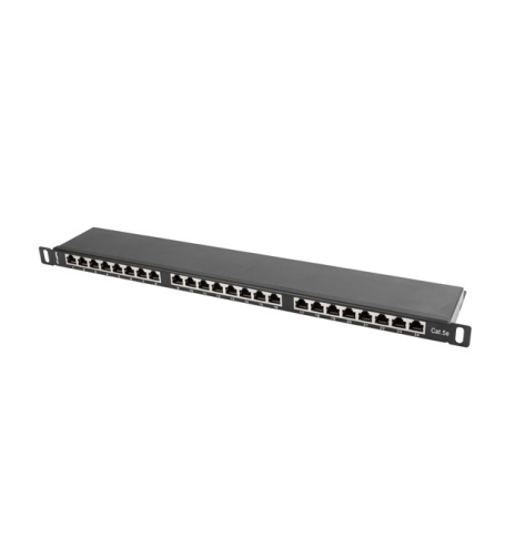 LANBERG Patch Panel 24 Port 0.5U Kat.5E czarny ekranowany