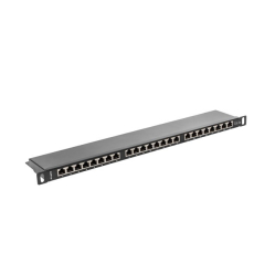 LANBERG Patch Panel 24 Port 0.5U Kat.5E czarny ekranowany 