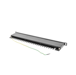 LANBERG Patch Panel 24 Port 0.5U Kat.5E czarny ekranowany 
