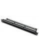 Digitus Panel krosowy (patch panel) 19'' 24x RJ45, LSA poziom, kat.6, nieekranowany, 1U, prowadnica kabli, pola opisowe, czarny