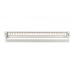 Digitus Panel krosowy (patch panel) modularny 19" 24 porty pod moduły keystone, 1U, ekranowany, prowadnica kabli, pola opisowe, szary
