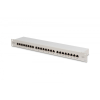 Digitus Patch panel 19" 24 porty, kat.6, S/FTP, 1U, wspornik kablowy, szary (kompletny) 