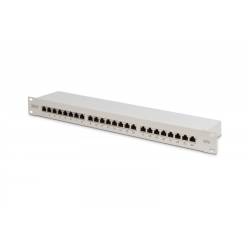 Digitus Patch panel 19" 24 porty, kat.6, S/FTP, 1U, wspornik kablowy, szary (kompletny) 