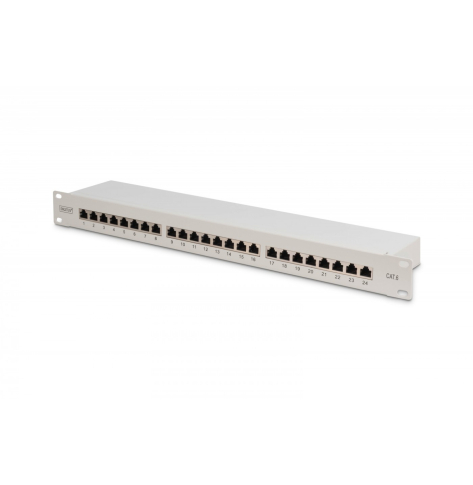 Digitus Patch panel 19" 24 porty, kat.6, S/FTP, 1U, wspornik kablowy, szary (kompletny)