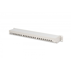 Digitus Patch panel 19" 24 porty, kat.6, S/FTP, 1U, wspornik kablowy, szary (kompletny) 