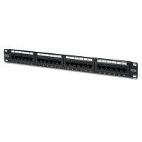Digitus Patch panel 19" 24 porty, kat.5e, U/UTP, 1U, wspornik kablowy, czarny (kompletny)