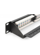 Digitus Panel krosowy (patch panel) 19'' 24x RJ45, LSA pion, kat.6, nieekranowany, 1U, prowadnica kabli, pola opisowe, Czarny