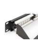 Digitus Panel krosowy (patch panel) 19'' 24x RJ45, LSA pion, kat.6, nieekranowany, 1U, prowadnica kabli, pola opisowe, Czarny