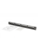Digitus Panel krosowy (patch panel) 19'' 24x RJ45, LSA pion, kat.6, nieekranowany, 1U, prowadnica kabli, pola opisowe, Czarny