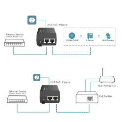 Adapter PoE TP-LINK POE260S 30W 2-portowy RJ-45 2,5Gb/s czarny