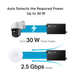 Adapter PoE TP-LINK POE260S 30W 2-portowy RJ-45 2,5Gb/s czarny