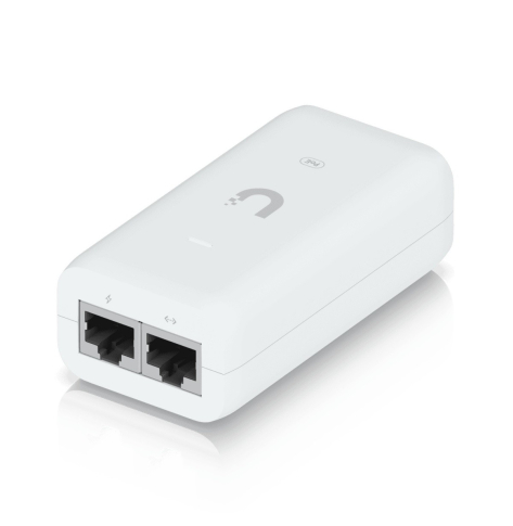 Adapter PoE UBIQUITI U-PoE 48V 15W 2-portowy RJ-45 1Gb/s biały