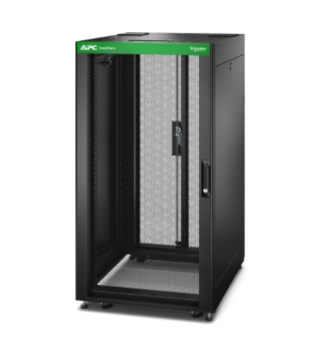 APC Easy Rack 600mm/24U/800mm with Roof Side panel castors feet and 4 Brackets No Bottom black