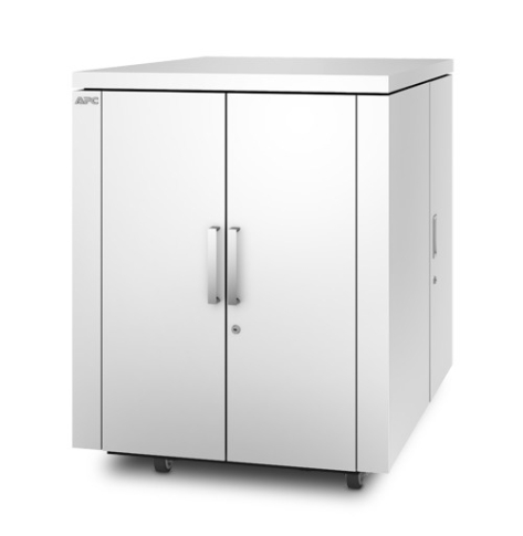 APC NetShelter CX Secure Soundproof Server Room in a Box Enclosure Shock Packaging Rack cabinet with white 18U 19