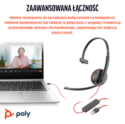 Słuchawki HP Poly Blackwire 3210 Monaural USB-C Headset +USB-C/A Adapter [OUTLET]