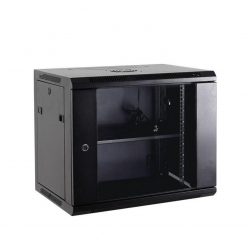 Szafa serwerowa Netrack 19",12U 600x600mm – czarna drzwi szklane otwierane boki