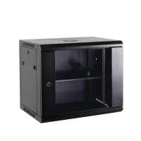 Szafa serwerowa Netrack 19" 12U 600x450mm – czarna drzwi szklane otwierane boki
