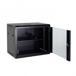 Szafa serwerowa Netrack 19" 12U 600x450mm – czarna drzwi szklane otwierane boki