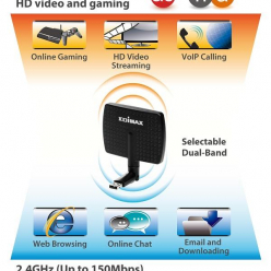 Karta sieciowa  Edimax AC600 Dual Band 802.11ac USB   2 4/5GHz  5/7dBi direction. antenna