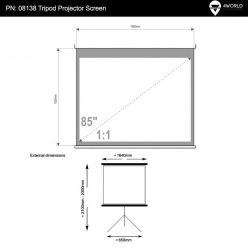 Ekran projekcyjny ze statywem 4World 152x152 (1:1) biały mat
