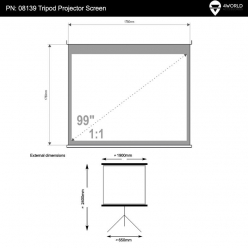 Ekran projekcyjny ze statywem 4World 178x178 (1:1) biały mat