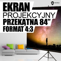 Ekran projekcyjny ze statywem 4World 170x127 (84'',4:3) biały mat