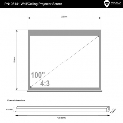  Ekran projekcyjny na ścianę 4World 203x152 (100'', 4:3) biały mat
