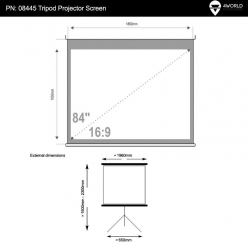 Ekran projekcyjny ze statywem 4World 186x105 (84'', 16:9) biały mat