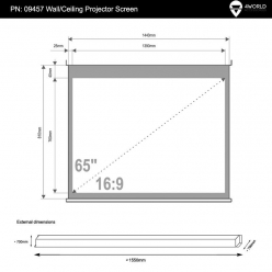 Elektryczny ekran projekcyjny z pilotem 4World 144x81 (16:9)  biały mat