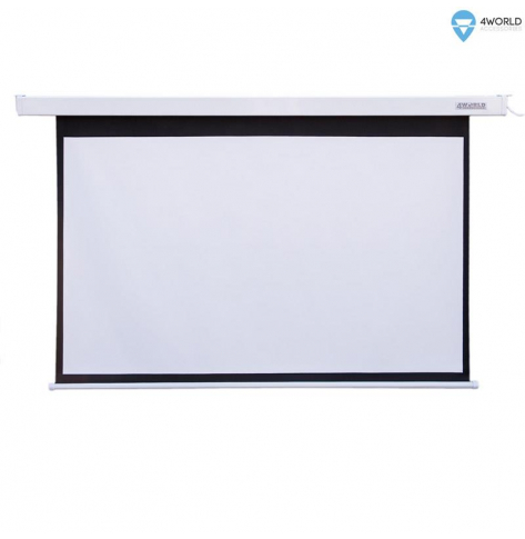 Elektryczny ekran projekcyjny z pilotem 4World 145x110 (4:3)  biały mat