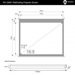 Elektryczny ekran projekcyjny z pilotem 4World 159x90 (16:9) biały mat