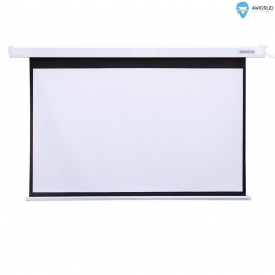 Elektryczny ekran projekcyjny z pilotem 4World 203x152 (4:3) biały mat