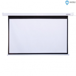 Elektryczny ekran projekcyjny z pilotem 4World 221x124 (16:9) biały mat