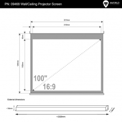 Elektryczny ekran projekcyjny z pilotem 4World 221x124 (16:9) biały mat