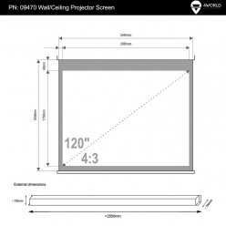 Elektryczny ekran projekcyjny z pilotem 4World  244x183 (4:3)  biały mat