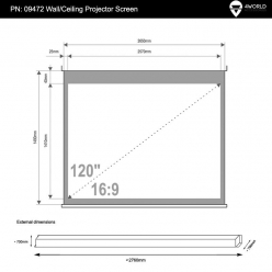 Elektryczny ekran projekcyjny z pilotem 4World 265x149 (16:9)  biały mat