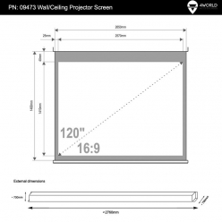 Elektryczny ekran projekcyjny z przełącznikiem 4World 265x149 (16:9) biały mat