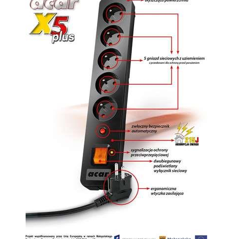 Listwa zasilająca  Acar X5 PLUS 3m  czarna