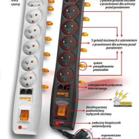 Listwa zasilająca  Acar P7NET    RJ45   czarna   3m