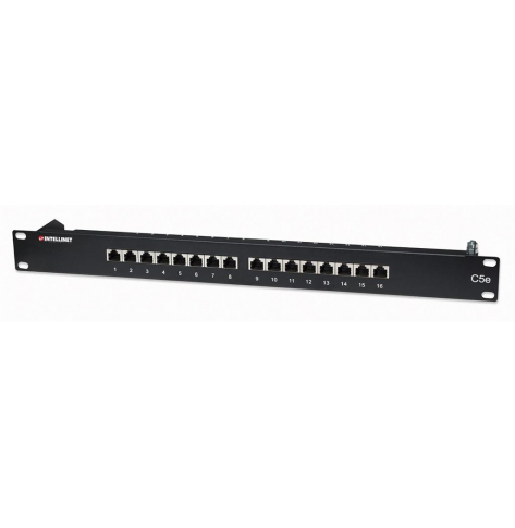 Intellinet Patch panel FTP kat5e 16-portów RJ45 19" 1U czarny z półką