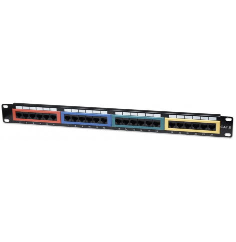 Intellinet Patch panel UTP Kat6 24-porty RJ45 19'' 1U z kolorowymi modułami