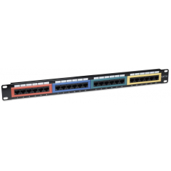 Intellinet Patch panel UTP Kat6 24-porty RJ45 19'' 1U z kolorowymi modułami