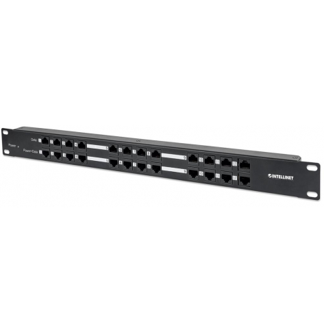 Intellinet 12 Portowy patch panel PoE 1U 19" 120W czarny