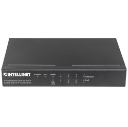 Switch Intellinet 561174 Gigabit 5x 10/100/1000 Mbps RJ45 PoE/PoE+ 80W 1x SFP combo